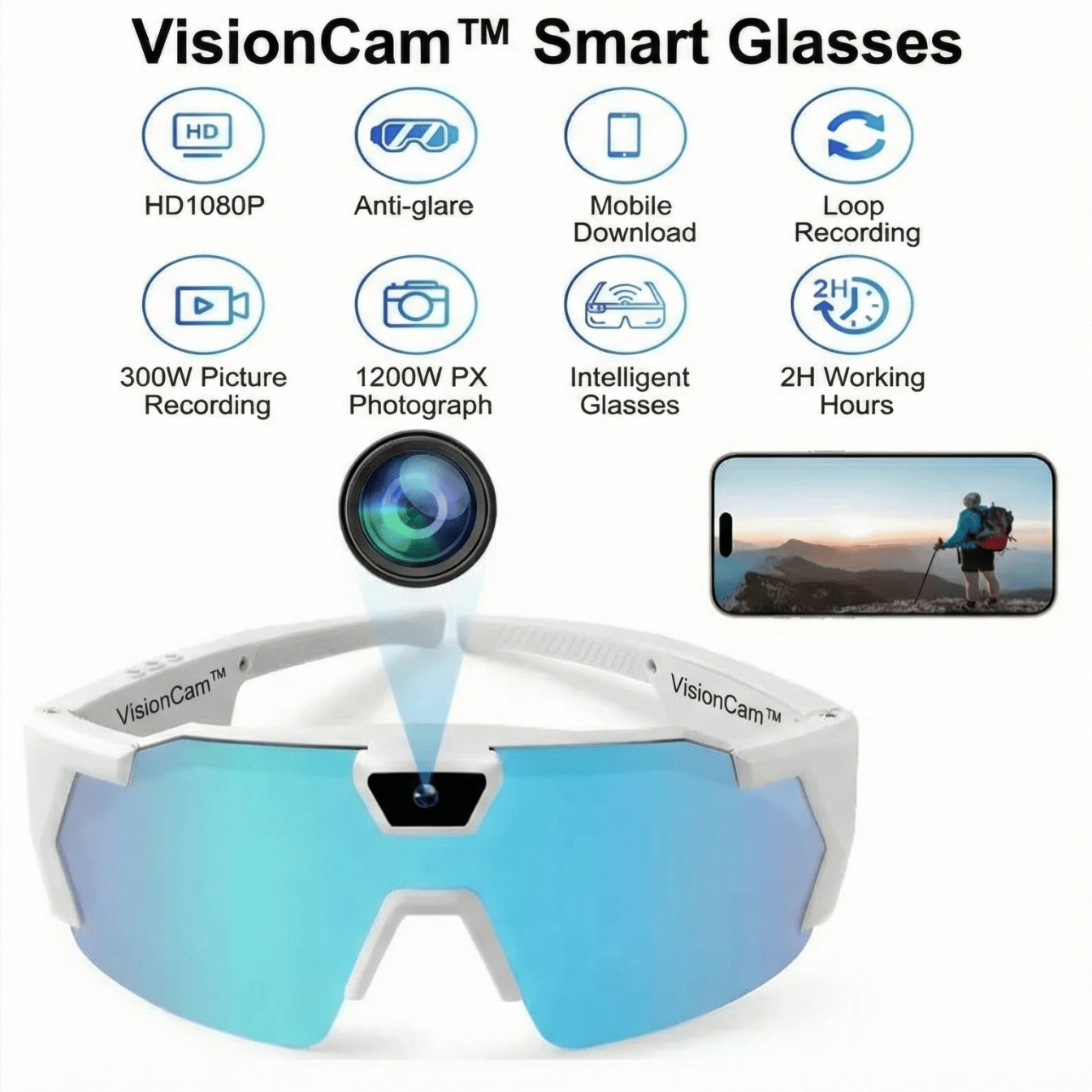 Baskt® VisionCam™ Smart Sunglasses – 1080P HD Hands-Free Camera with WiFi