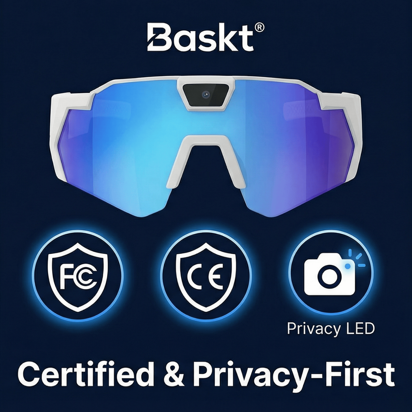 Baskt® VisionCam™ Smart Sunglasses – 1080P HD Hands-Free Camera with WiFi